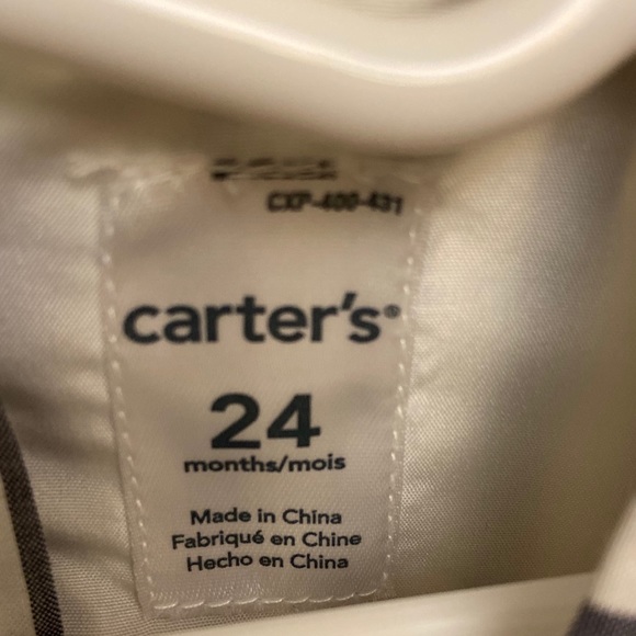 Carters blue white stripe dress size 24mo - Picture 4 of 7